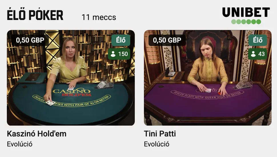 Unibet Élő osztós játékok