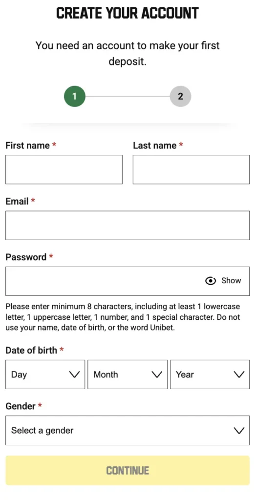 Unibet Casino regisztráció
